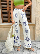 Pariaura Leisure Vacation Printed Pocket Detail Straight Leg Women Pants